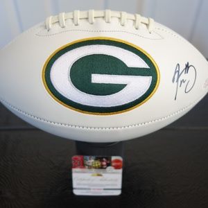 Rodgers Autographed Packers logo Football w/COA